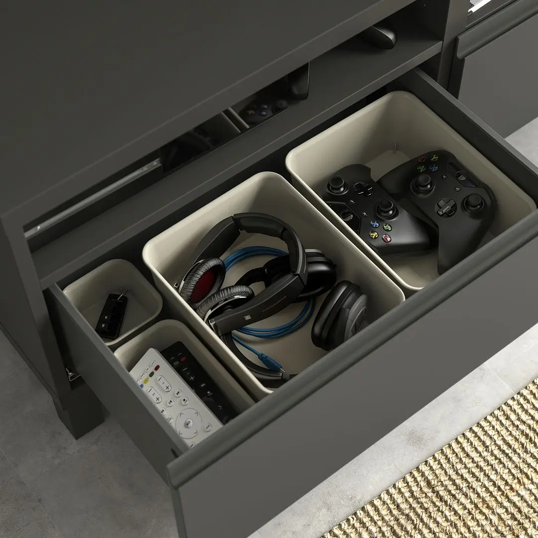 Tumba pentru TV Ikea Besta/Vasterviken/Stubbarp sina sertar cu inchidere lina 120x42x48 (Gri inchis) - 4