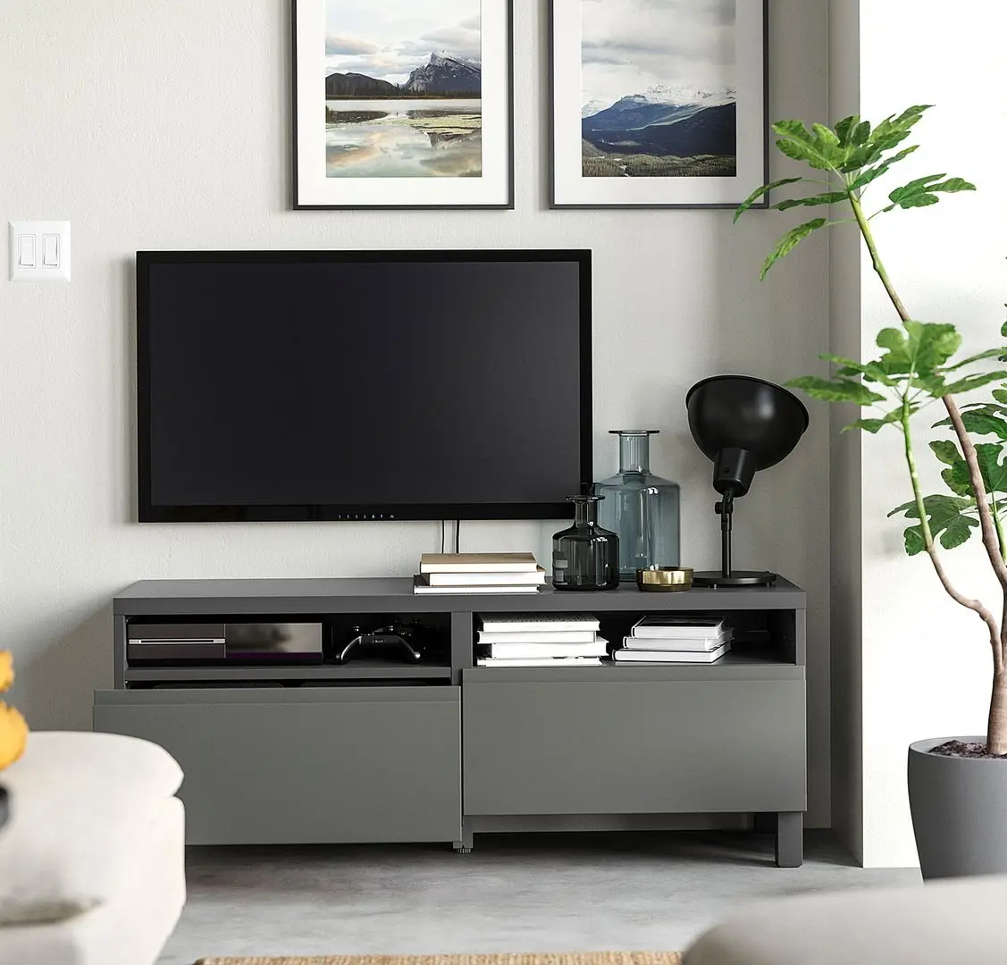 Tumba pentru TV Ikea Besta/Vasterviken/Stubbarp sina sertar cu inchidere lina 120x42x48 (Gri inchis) - 6