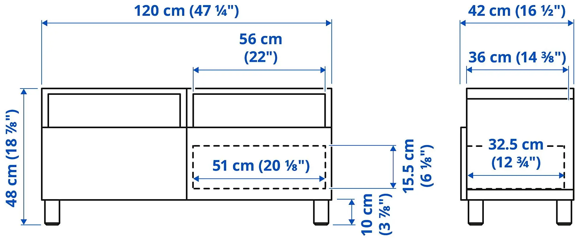Tumba pentru TV Ikea Besta/Vasterviken/Stubbarp sina sertar cu inchidere lina 120x42x48 (Gri inchis) - 7