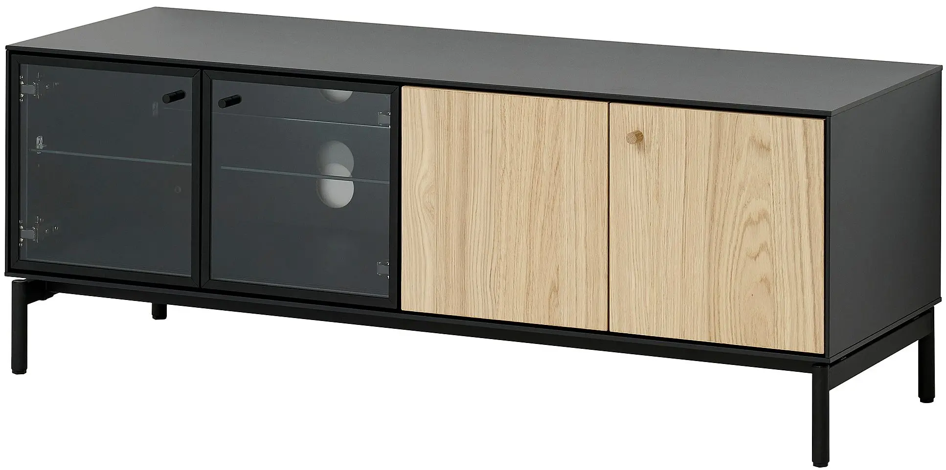 Tumba pentru TV Ikea Boastad 121x42x45 (Negru/Furnir stejar) - 2