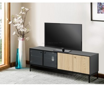 Tumba pentru TV Ikea Boastad 121x42x45 (Negru/Furnir stejar)