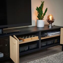 Tumba pentru TV Ikea Boastad 181x42x45 (Negru/Furnir stejar) Thumb