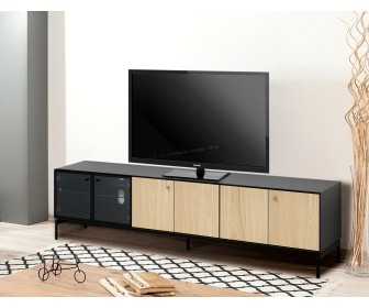 Tumba pentru TV Ikea Boastad 181x42x45 (Negru/Furnir stejar)