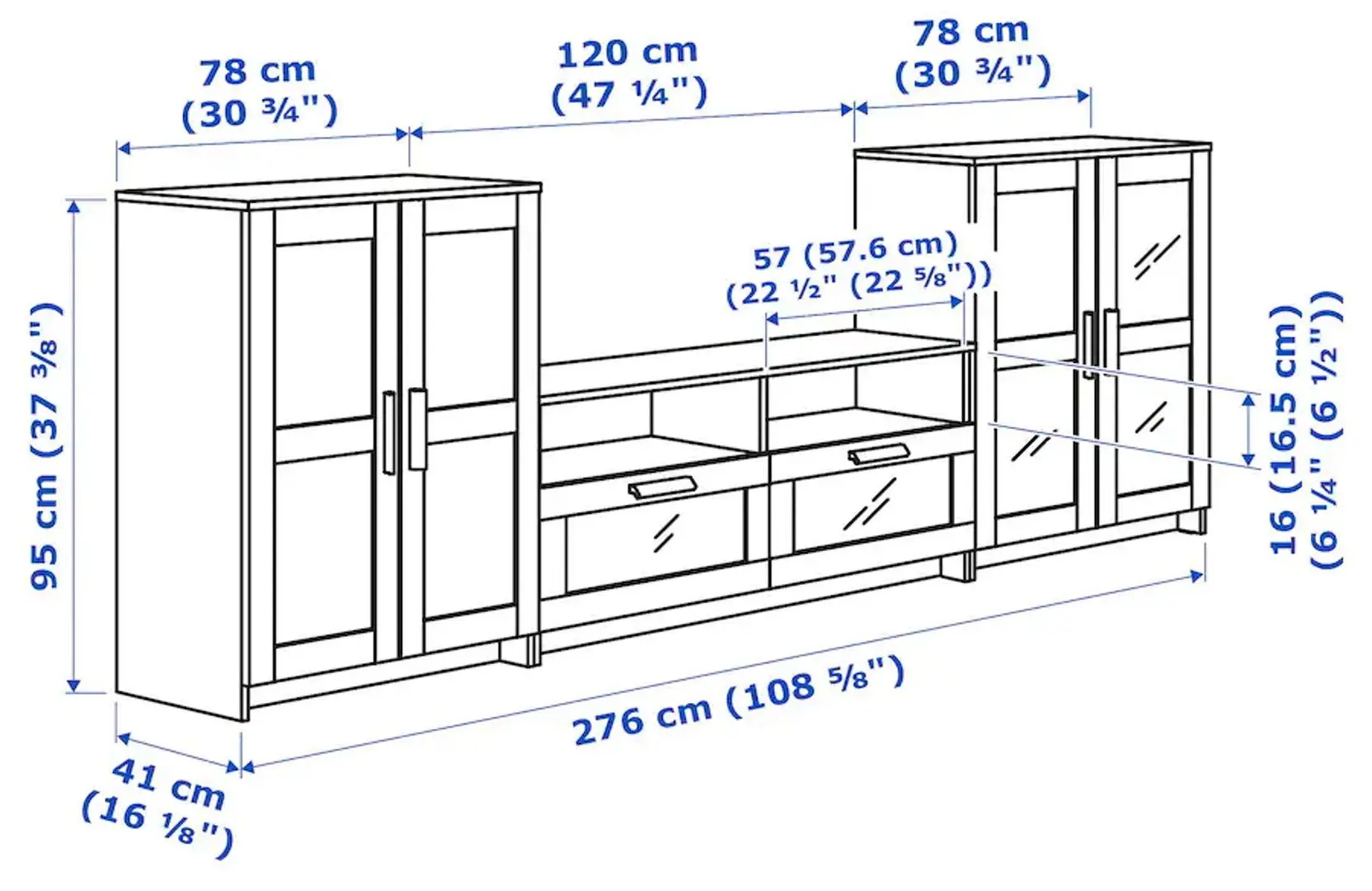 Тумба РТВ Ikea Brimnes 276x41x95 (Белый)