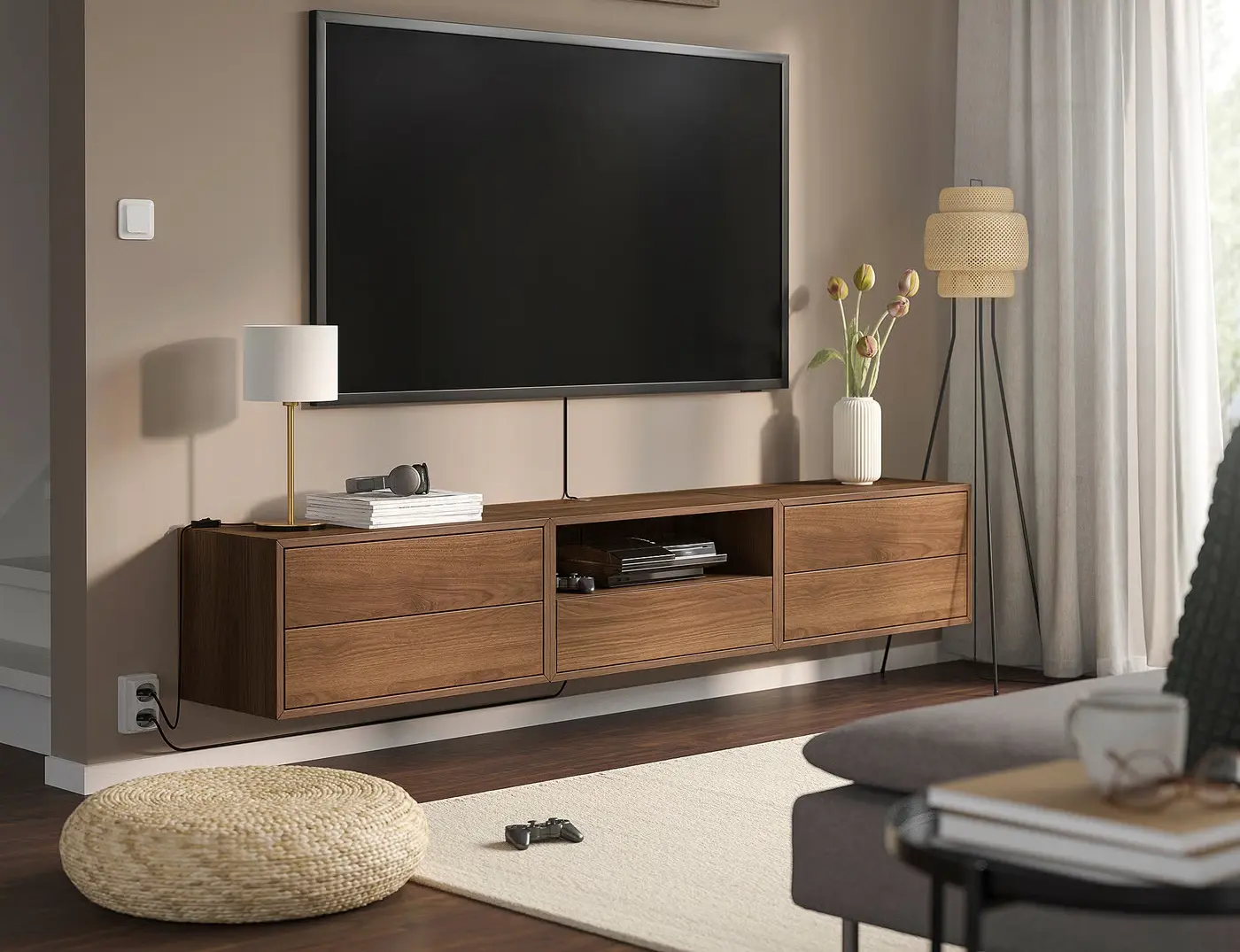 Tumba pentru TV Ikea Eket 210x35x35 (Maro/Aspect Nuc)