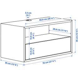 Тумба РТВ Ikea Eket прозрачное стекло 210x35x35 (Белый) Thumb