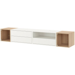 Tumba pentru TV Ikea Eket sticla transparenta 210x35x35 (Alb/Stejar Vopsit Alb) Thumb