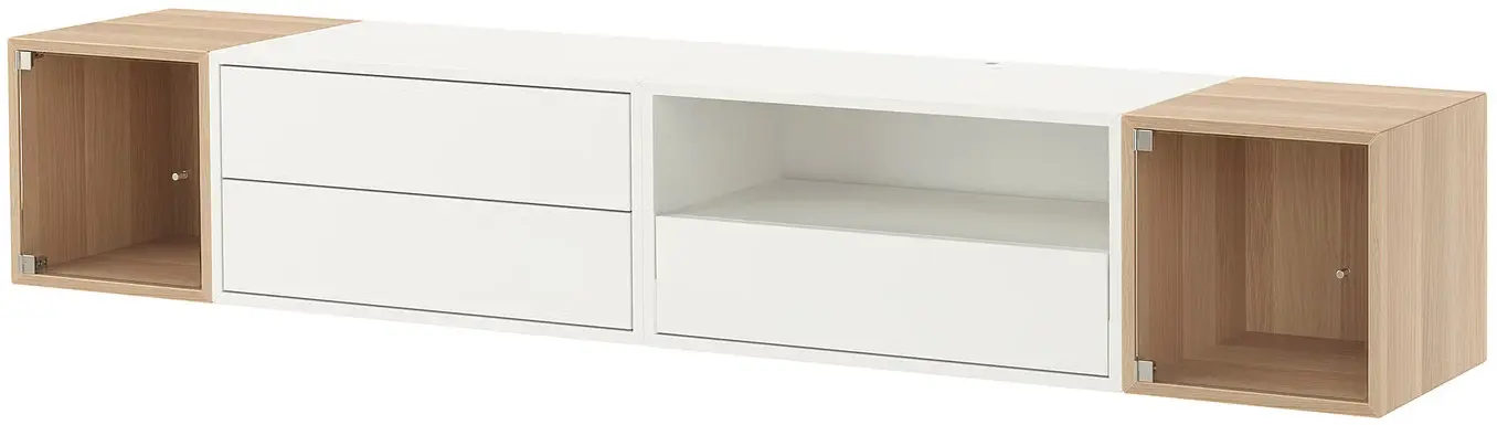 Tumba pentru TV Ikea Eket sticla transparenta 210x35x35 (Alb/Stejar Vopsit Alb) - 2