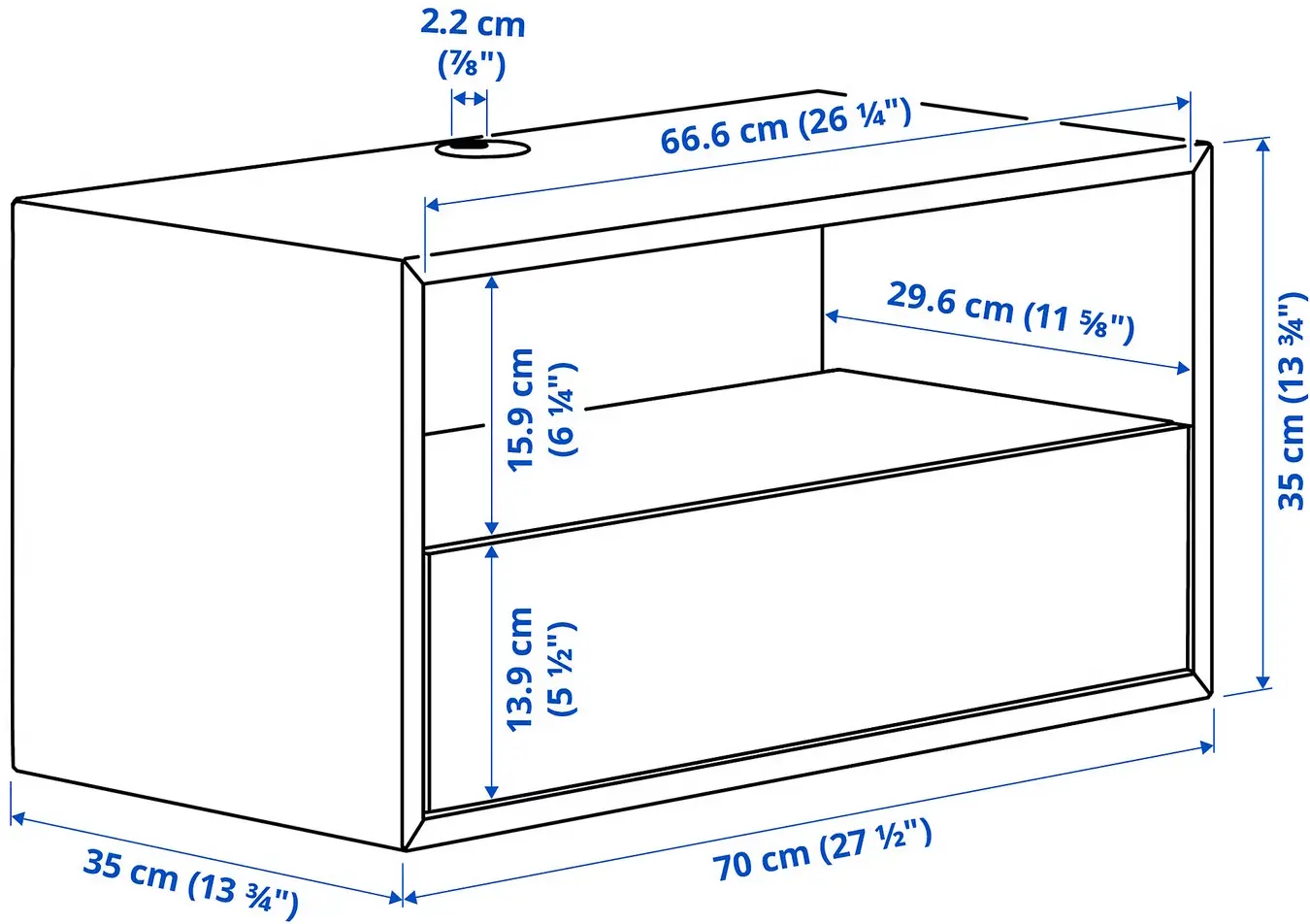 Tumba pentru TV Ikea Eket sticla transparenta 210x35x35 (Alb/Stejar Vopsit Alb) - 11