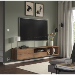 Tumba pentru TV Ikea Eket sticla transparenta 210x35x35 (Maro/Aspect Nuc)