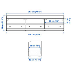 Тумба РТВ Ikea Hauga 206x46x54 (Белый) Thumb