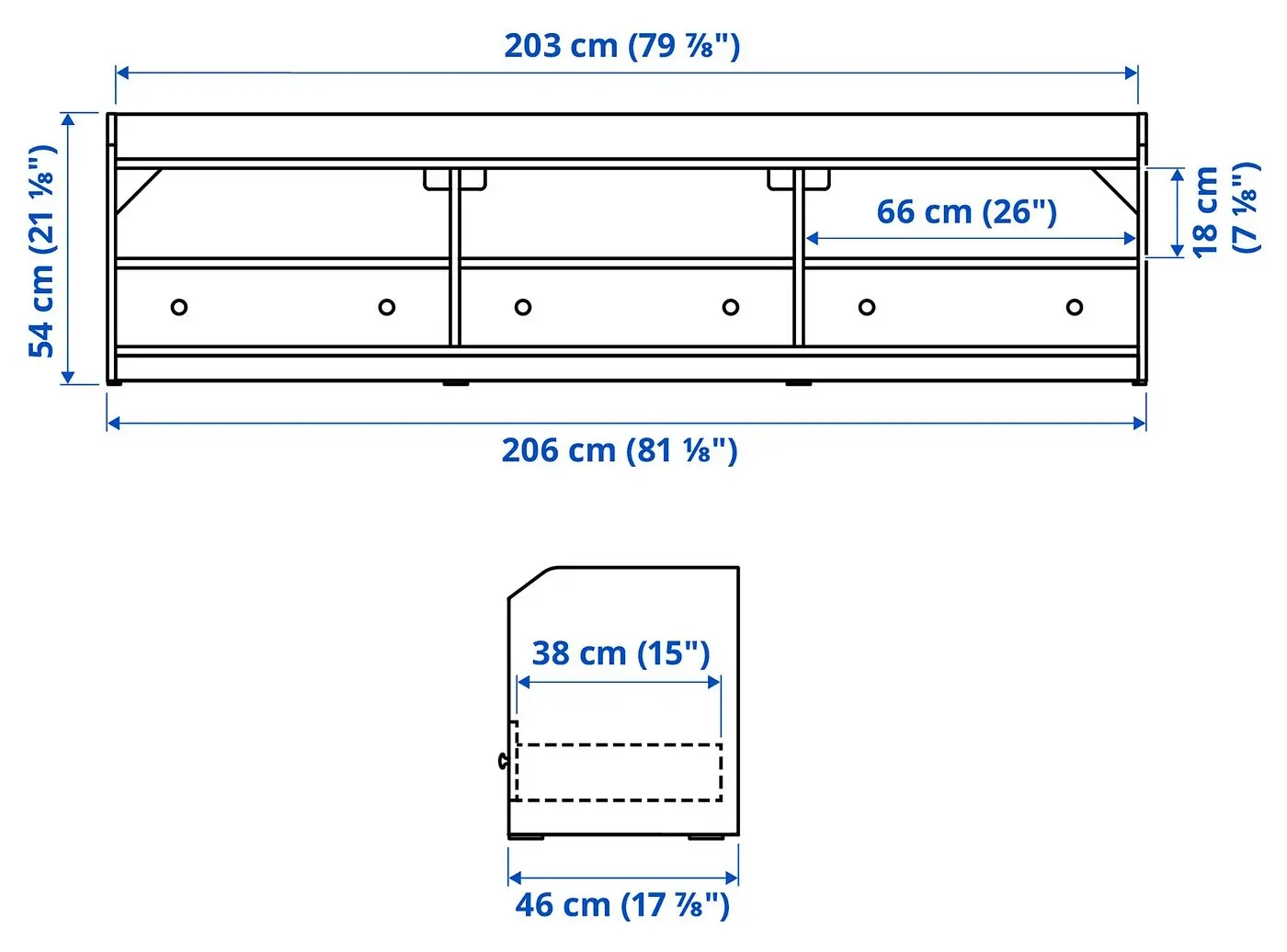 Тумба РТВ Ikea Hauga 206x46x54 (Белый) - 6