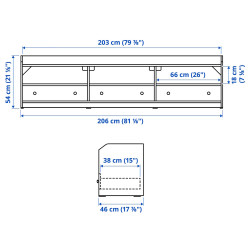 Тумба РТВ Ikea Hauga 206x46x54 (Серый) Thumb