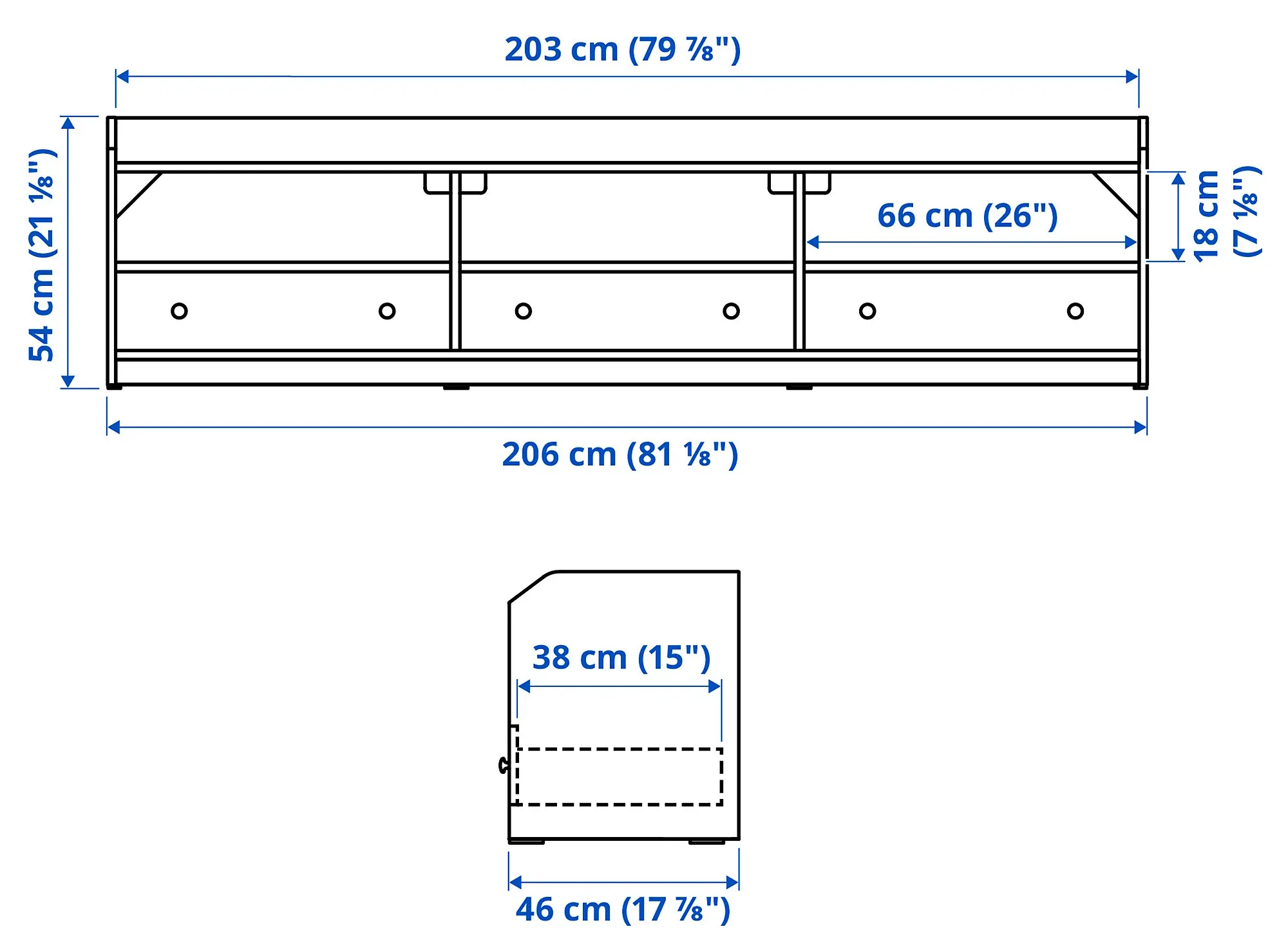 Тумба РТВ Ikea Hauga 206x46x54 (Серый)