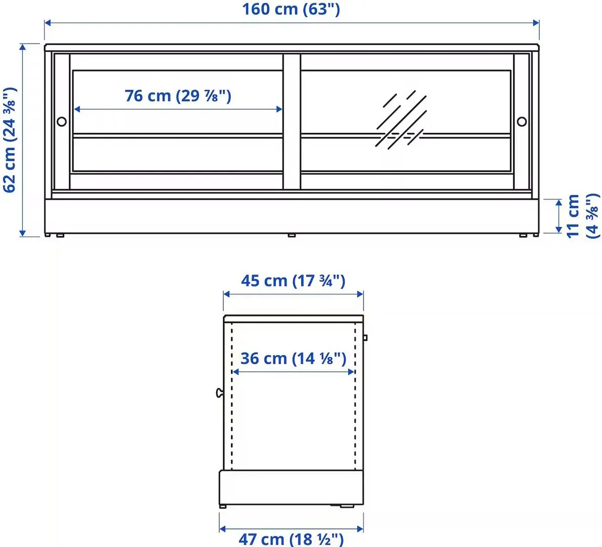 Tumba pentru TV Ikea Havsta usi sticla 160x47x62 (Alb)
