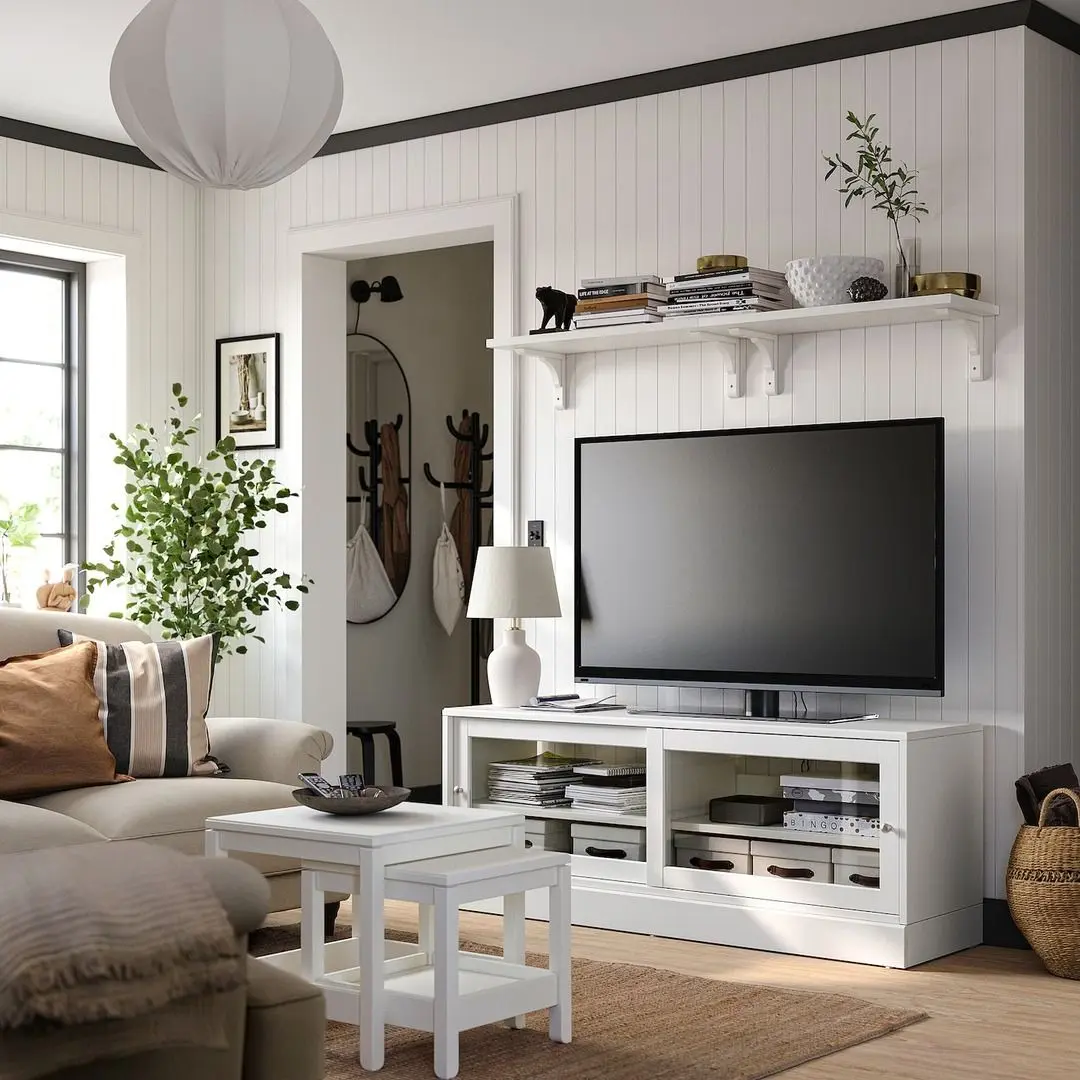 Tumba pentru TV Ikea Havsta usi sticla 160x47x62 (Alb)