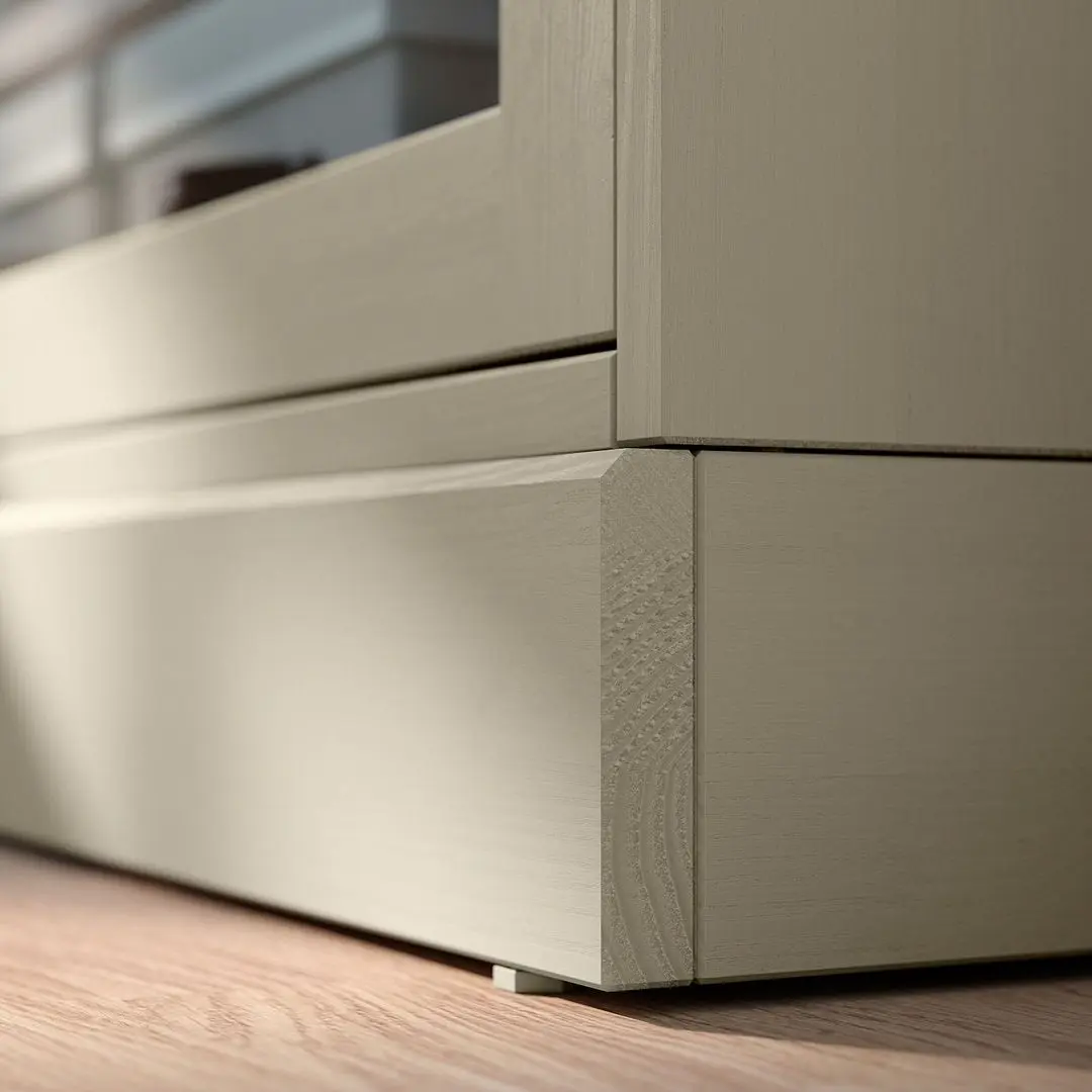 Тумба РТВ Ikea Havsta стеклянные дверцы 160x47x62 (Серо-Бежевый)