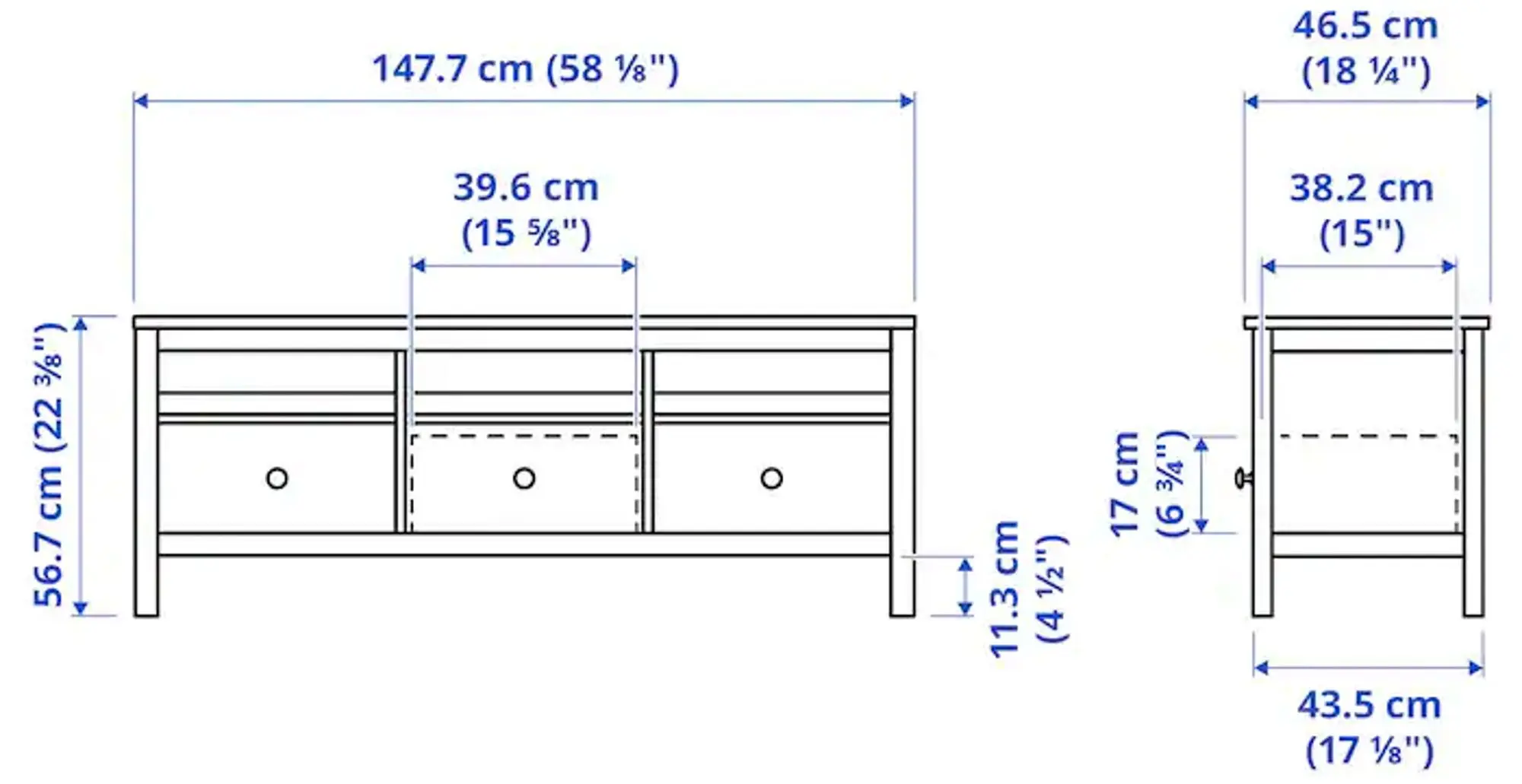 Тумба РТВ Ikea Hemnes 148x47x57 (Черно-коричневый/Светло-коричневый)