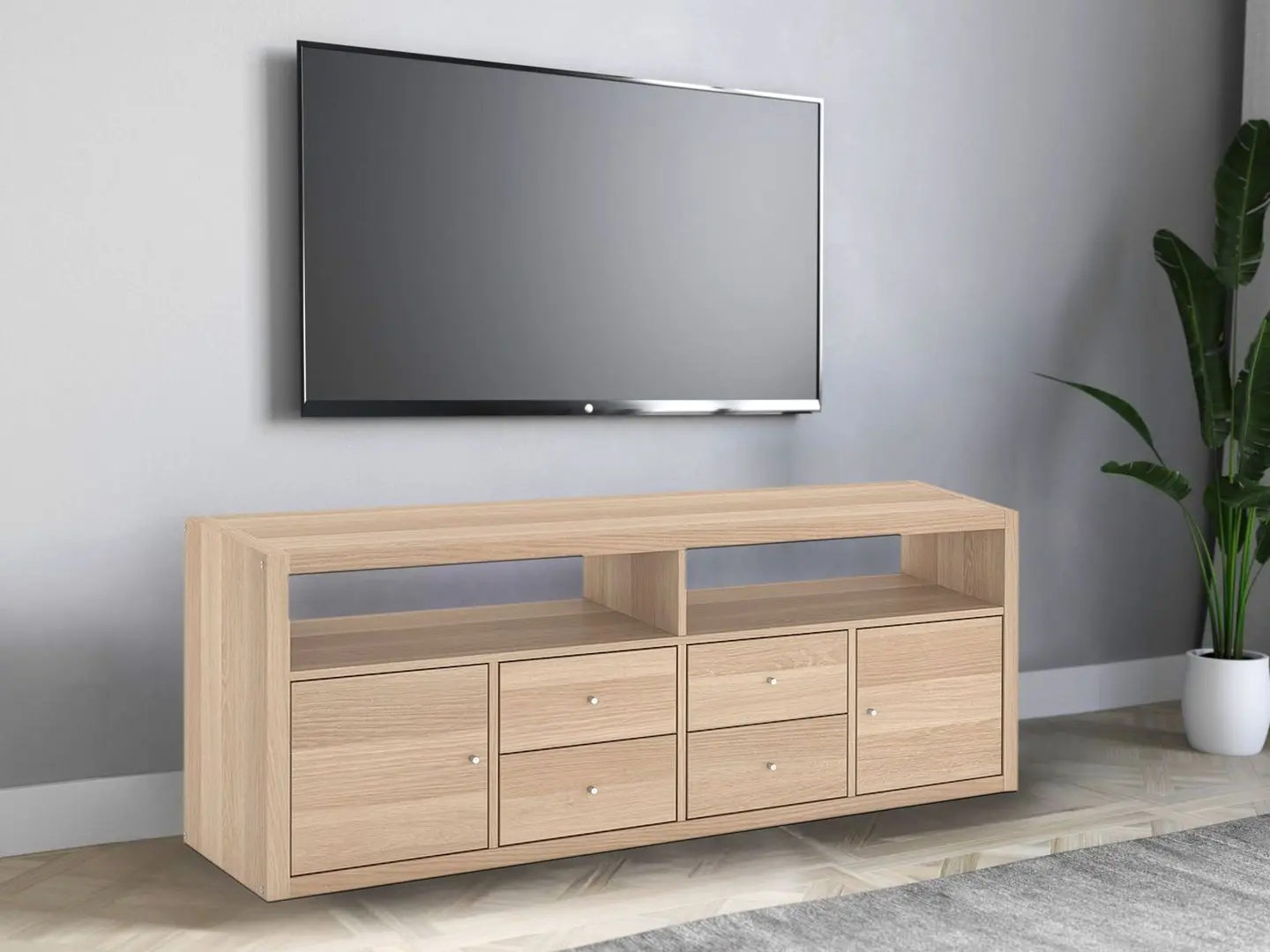 Tumba pentru TV Ikea Kallax 147x39x60 (Aspect Stejar Antichizat)