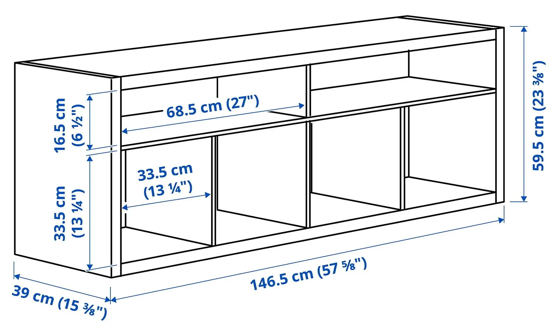 Tumba pentru TV Ikea Kallax 147x60 (Aspect Stejar Antichizat)