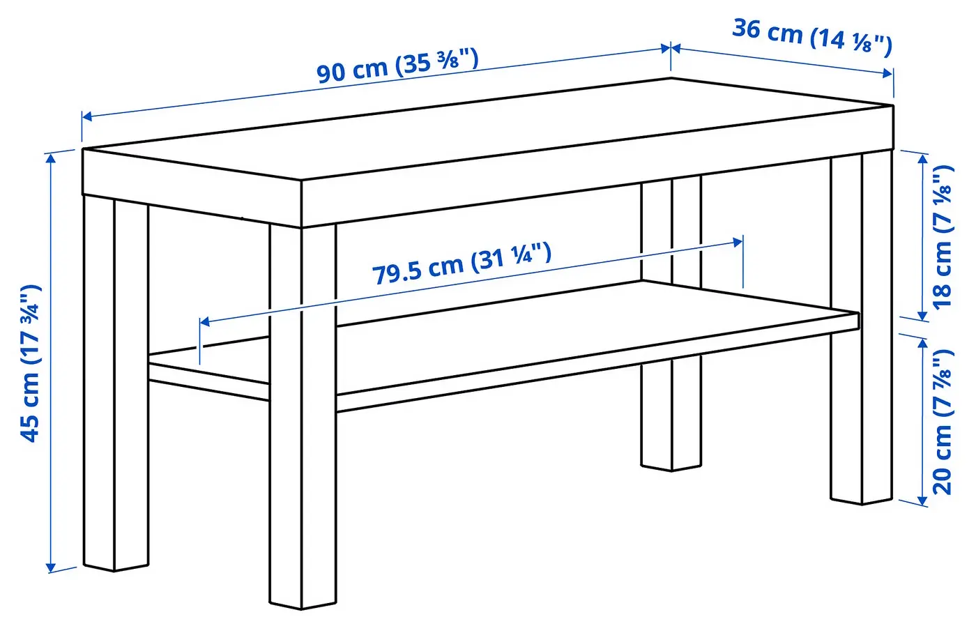 Тумба РТВ Ikea Lack 90x36x45 (Белый) - 3