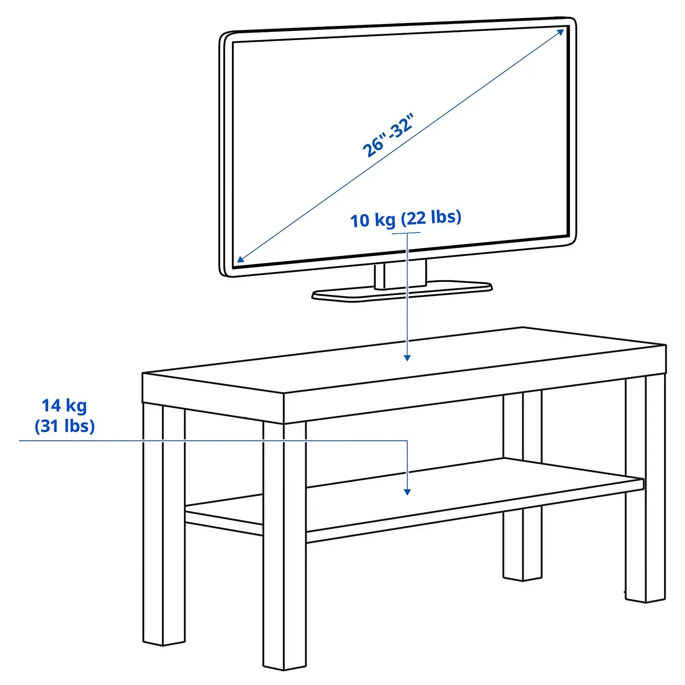 Тумба РТВ Ikea Lack 90x36x45 (Белый) - 4