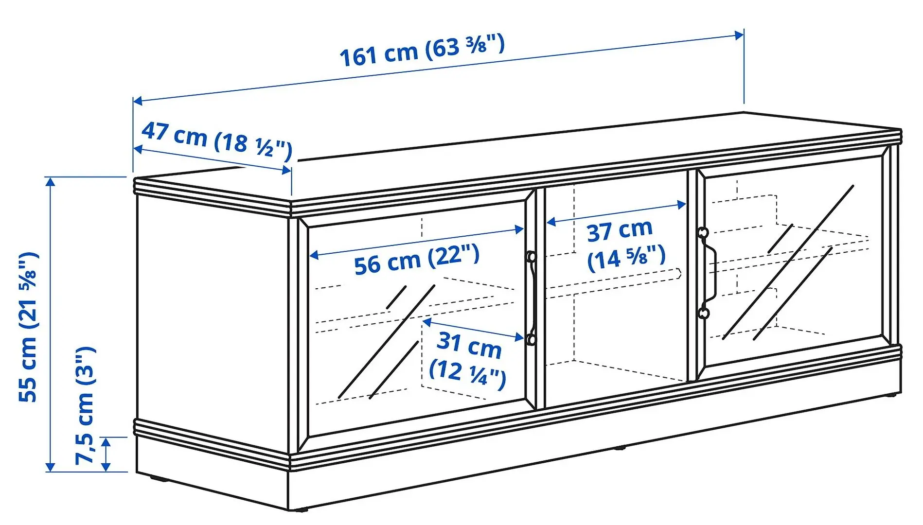 Тумба РТВ Ikea Lanesund 282x47x152 (Серо-коричневый)