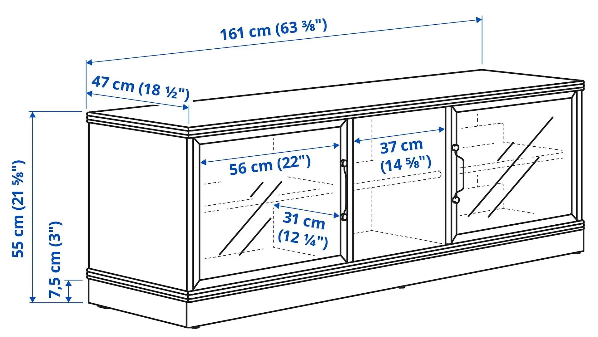 Tumba pentru TV Ikea Lanesund 322x47x81 (Gri-Maro)