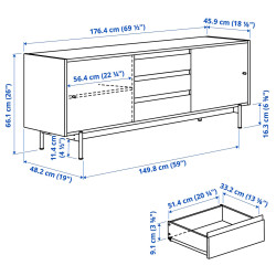 Tumba pentru TV Ikea Radmanso 176x48x66 (Nuc maro) Thumb