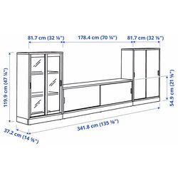 Tumba pentru TV Ikea Tonstad usi glisante/frunir/sticla transparenta 342х37х120 (Stejar) Thumb