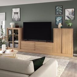 Tumba pentru TV Ikea Tonstad usi glisante/frunir/sticla transparenta 342х37х120 (Stejar)