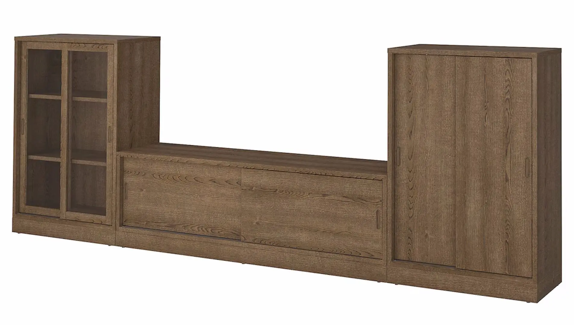 Tumba pentru TV Ikea Tonstad usi glisante/frunir/sticla transparenta 342х37х120 (Stejar Maro)