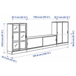 Tumba pentru TV Ikea Tonstad usi glisante/frunir/sticla transparenta 342х37х120 (Stejar Maro) Thumb