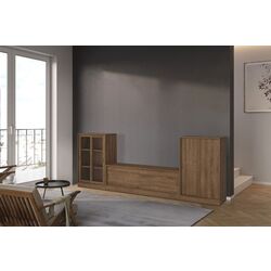 Tumba pentru TV Ikea Tonstad usi glisante/frunir/sticla transparenta 342х37х120 (Stejar Maro) Thumb