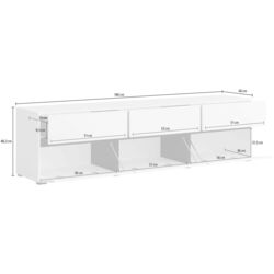 Tumba pentru TV Helvetia Cross 3D3S (White/Black) Thumb