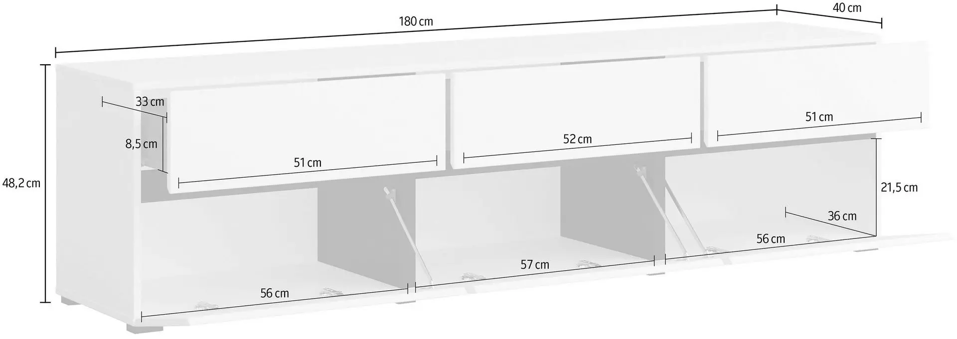 Tumba pentru TV Helvetia Cross 3D3S (White/Black)
