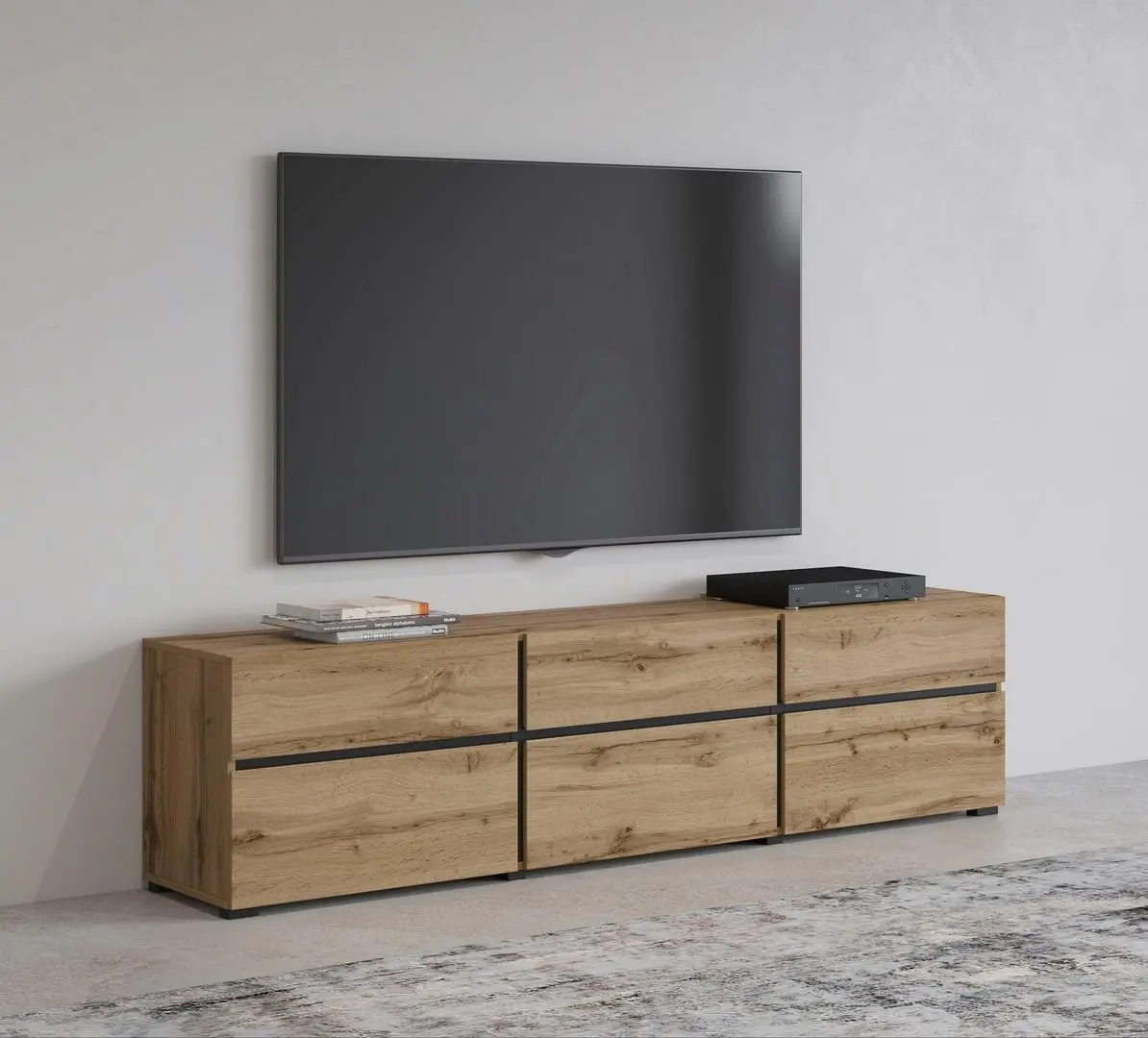 Tumba pentru TV Helvetia Cross 3D3S (Wotan Oak/Black)