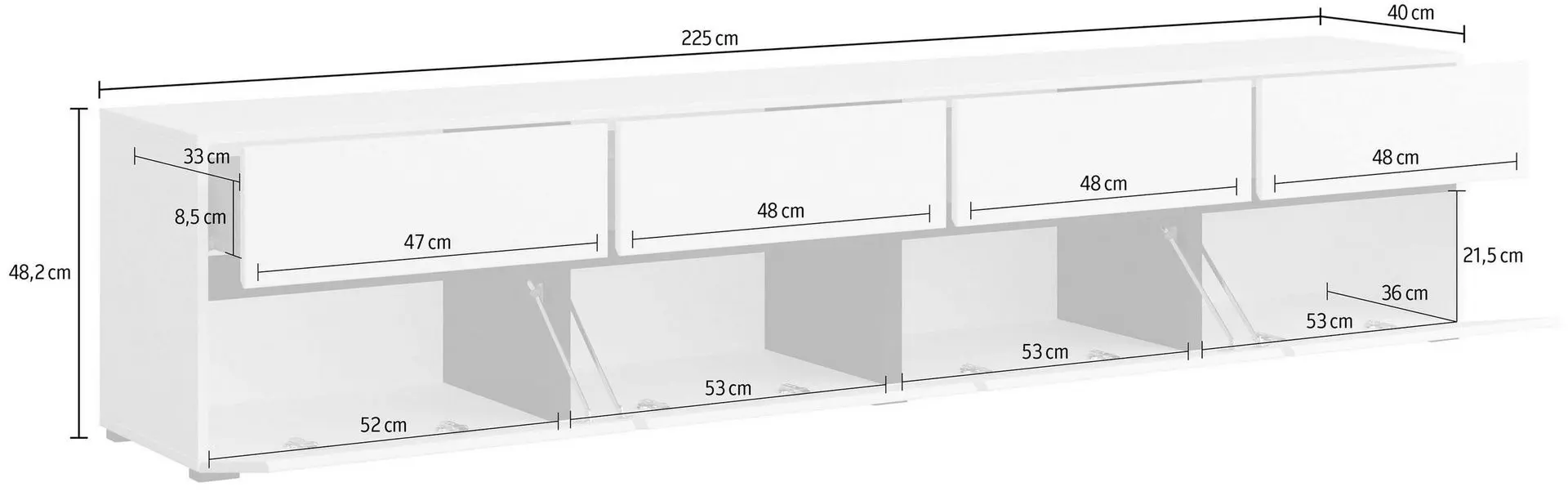 Tumba pentru TV Helvetia Cross 4D4S (White/Black)