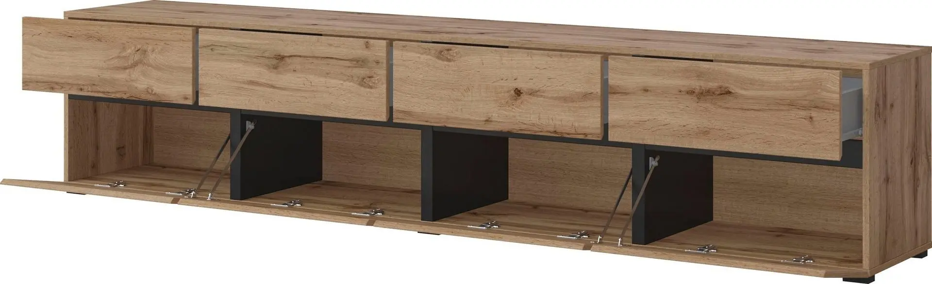 Тумба РТВ Helvetia Cross 4D4S (Wotan Oak/Black)