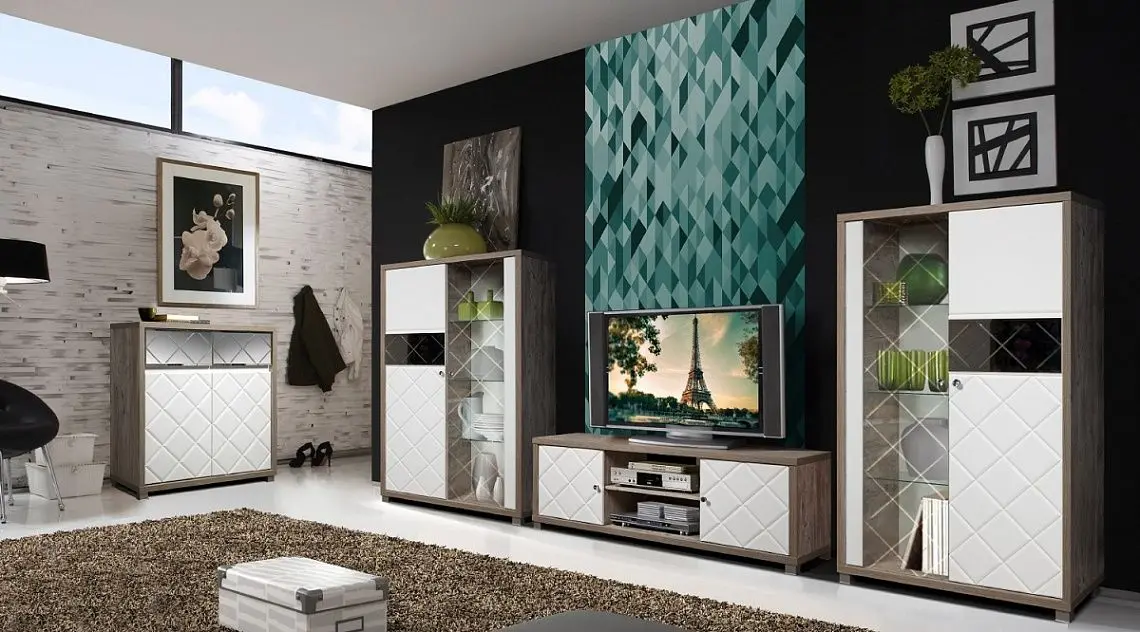 Тумба РТВ КМК 0650.10 Кристал (Дуб Юккон/Белая Эмаль) - 2