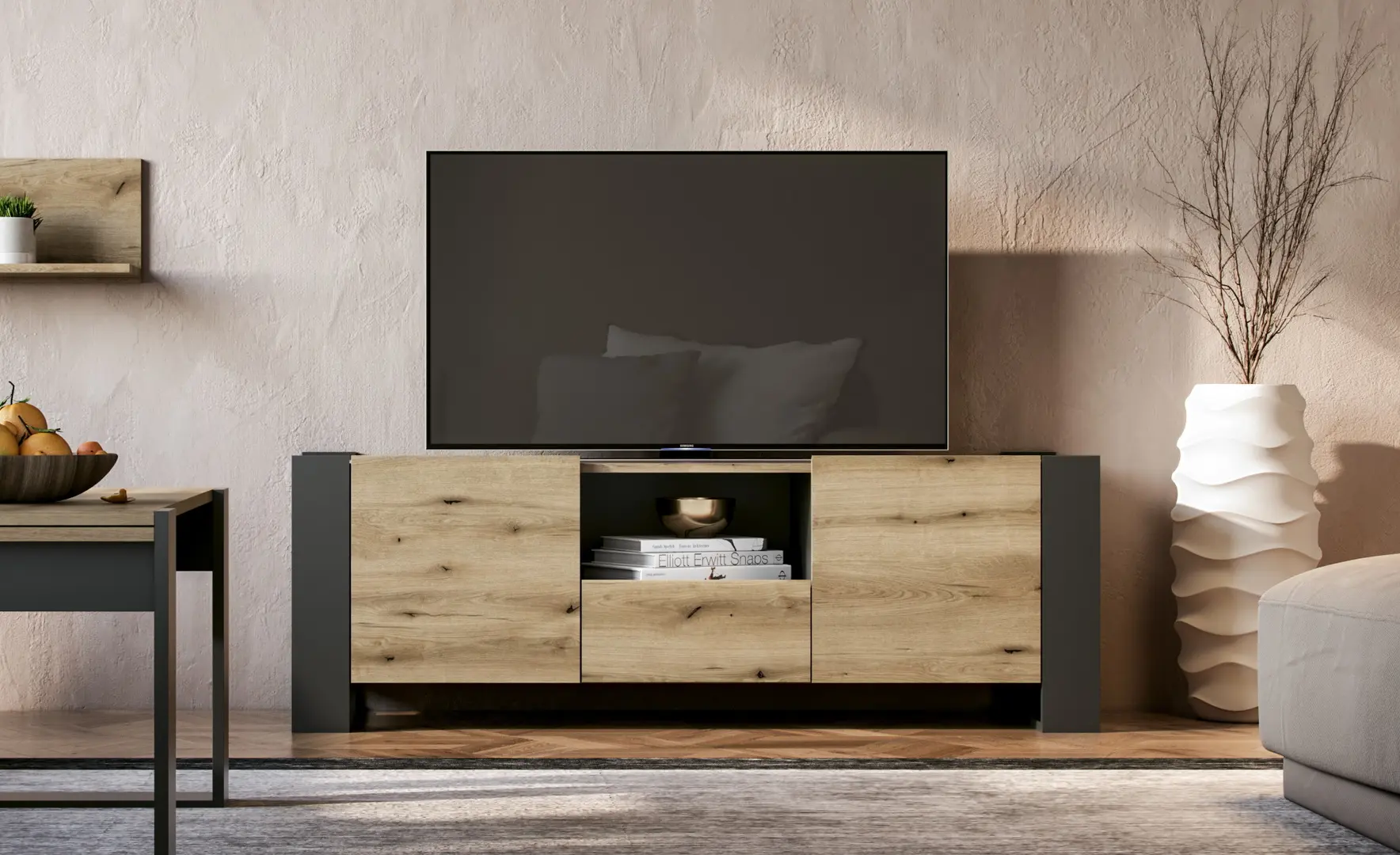 Тумба РТВ Magnusplus Combo CO4 140x46.2x42.1 (Graphite/Evoke Coast Oak)