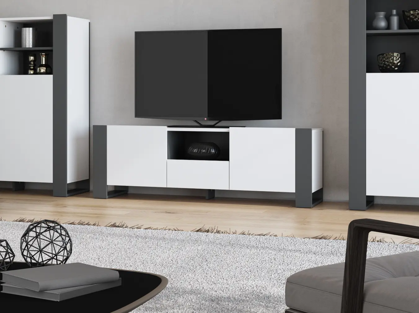 Тумба РТВ Magnusplus Combo CO4 140x46.2x42.1 (Graphite/White)