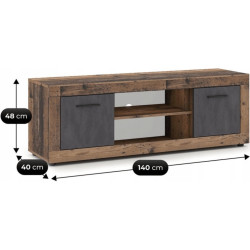 Tumba pentru TV Mebel Elite Blago 140cm (Dark Oak/Graphite) Thumb