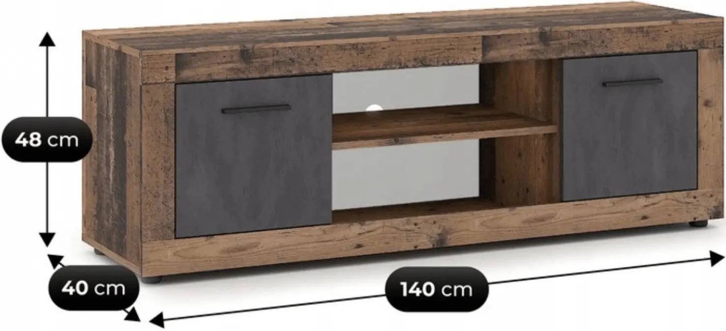 Tumba pentru TV Mebel Elite Blago 140cm (Dark Oak/Graphite) - 4
