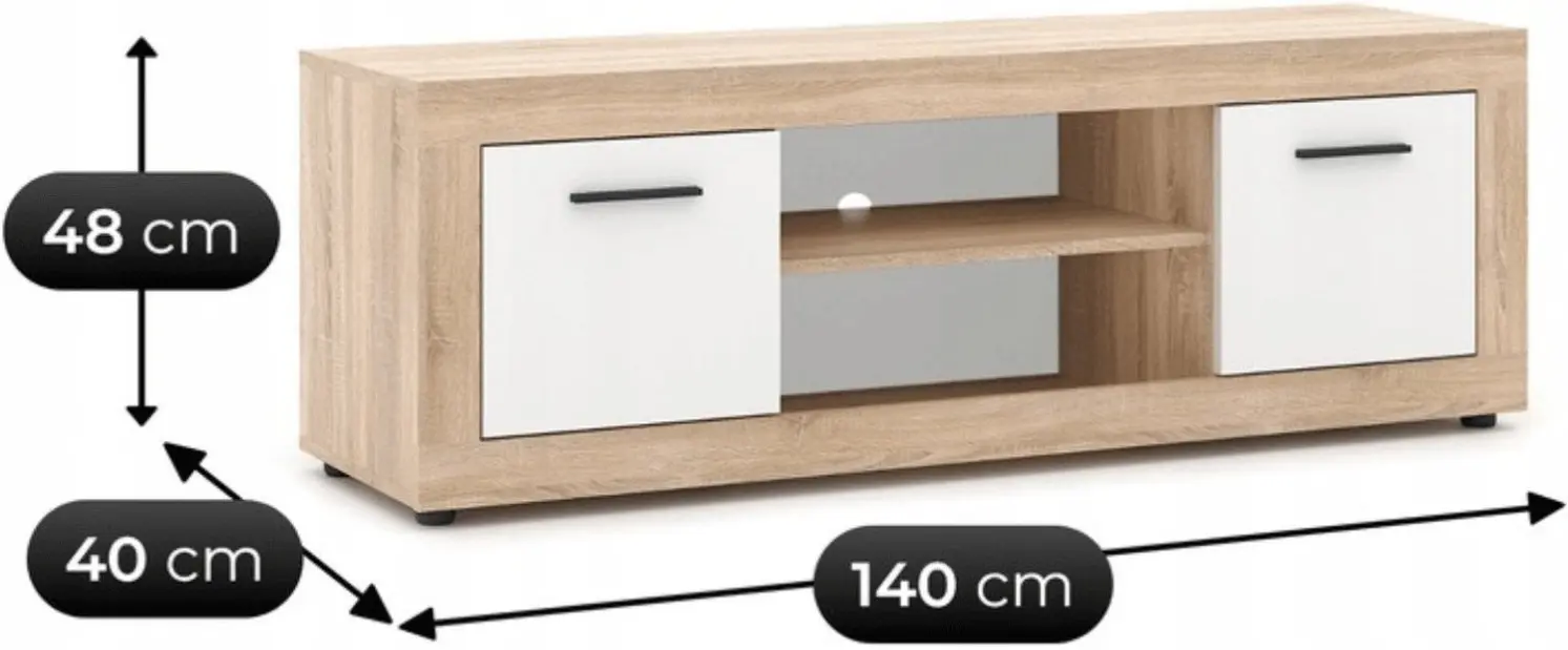 Tumba pentru TV Mebel Elite Blago 140cm (Sonoma Oak/White) - 6