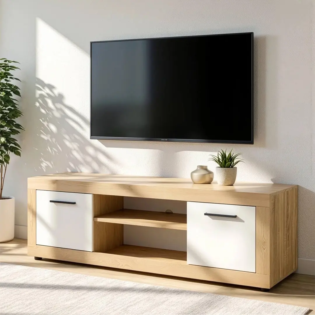 Tumba pentru TV Mebel Elite Blago 140cm (Sonoma Oak/White)