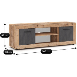 Тумба РТВ Mebel Elite Blago 140cm (Untreated Oak/Graphite) Thumb