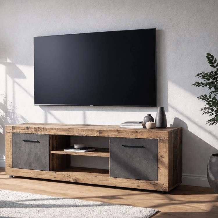 Tumba pentru TV Mebel Elite Blago 140cm (Untreated Oak/Graphite)