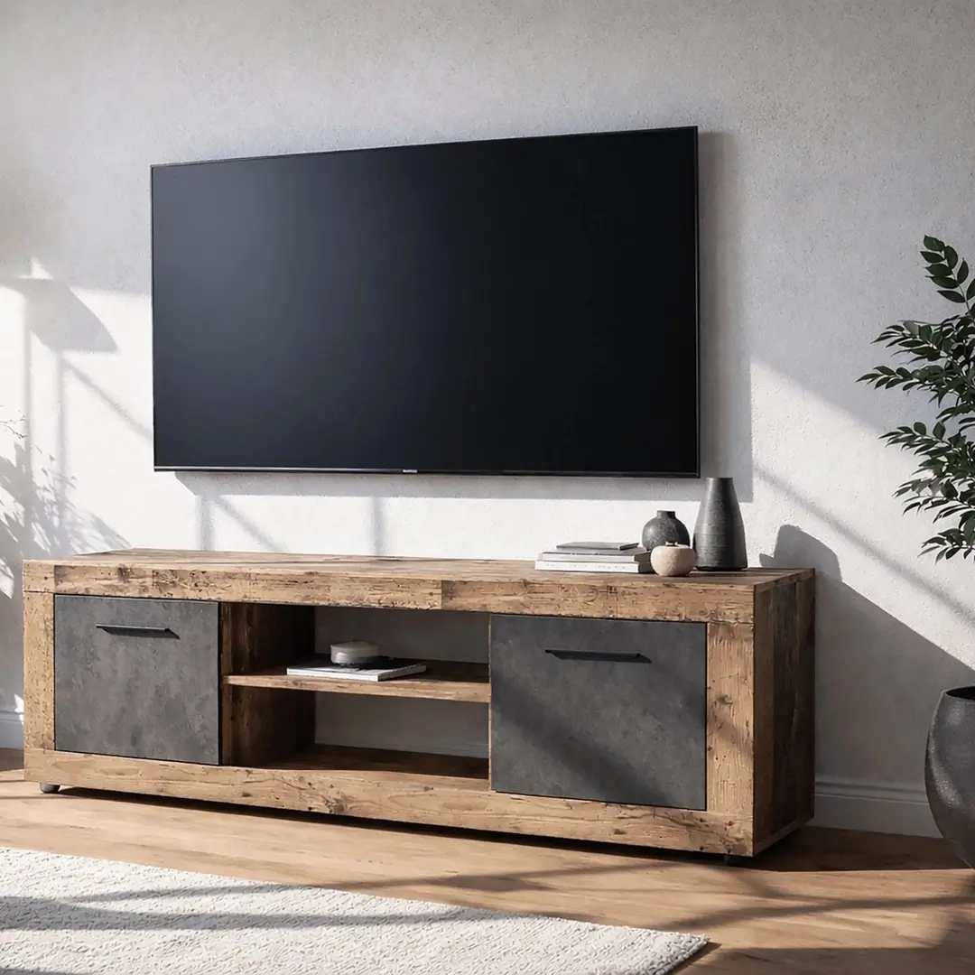 Тумба РТВ Mebel Elite Blago 140cm (Untreated Oak/Graphite)