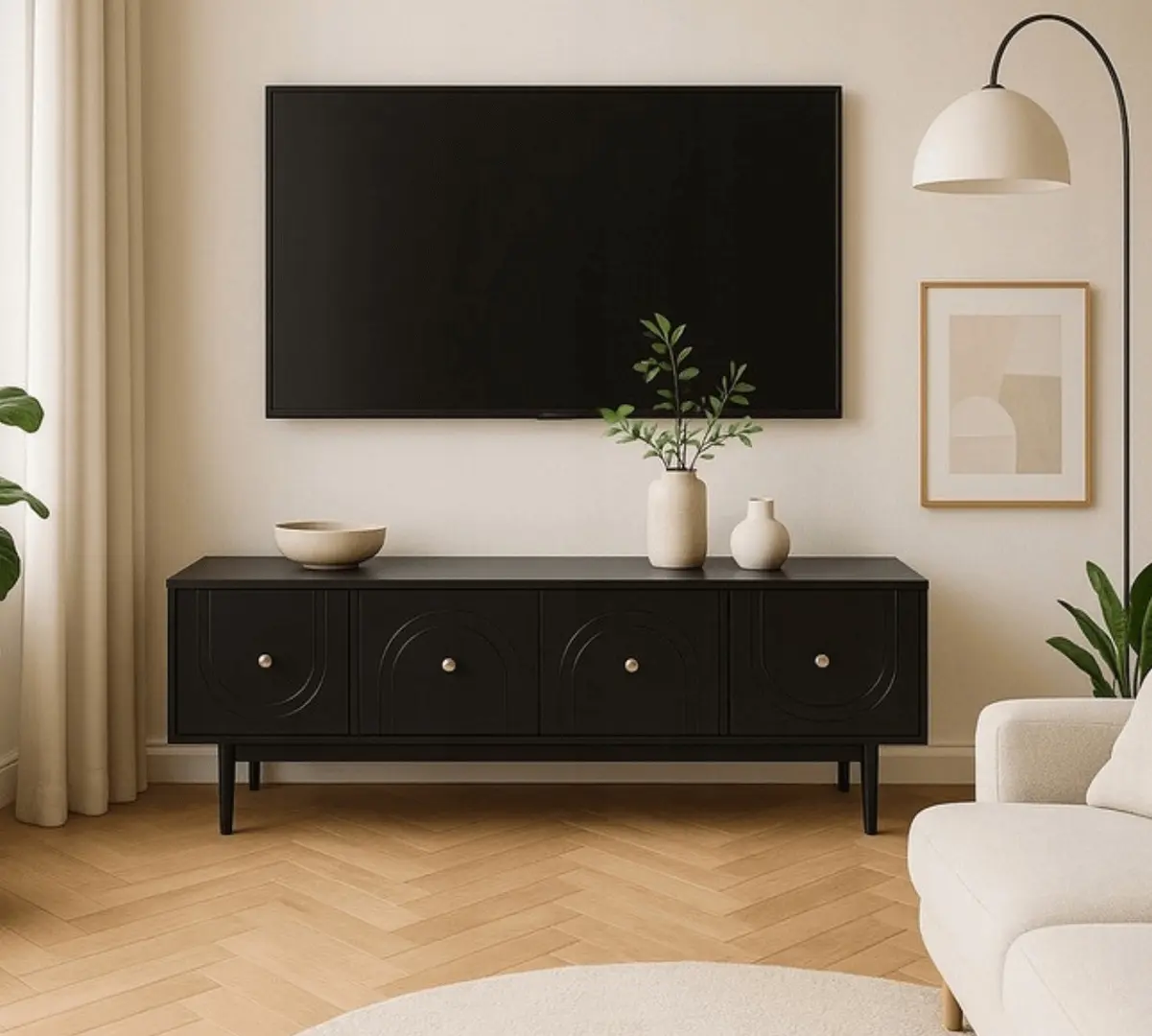 Тумба РТВ Mebel Elite Marlen 155cm (Black)